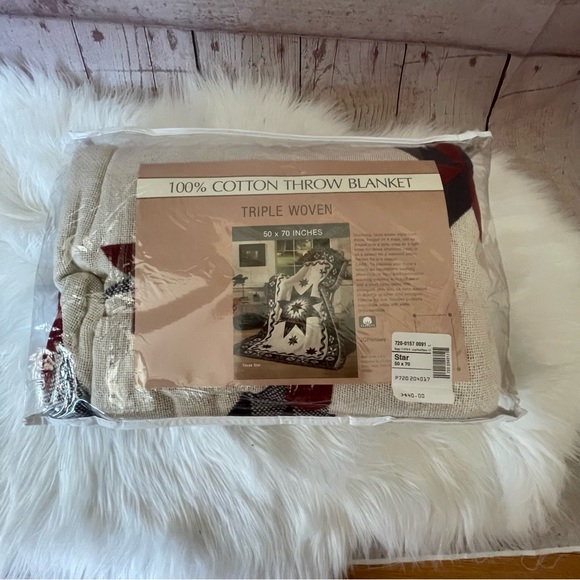 NWT Texas Star Triple Woven 100%  Cotton Throw Blanket 50X70” Made In USA VTG